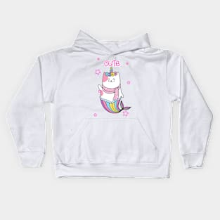 cat unicorn mermaid Kids Hoodie